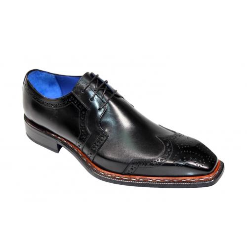 Emilio Franco "Marco" Black Genuine Italian Calf Leather Lace-Up Dress Shoes.